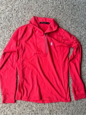 Polo by Ralph Lauren Women’s Pink Half-Zip Pullover with White Logo